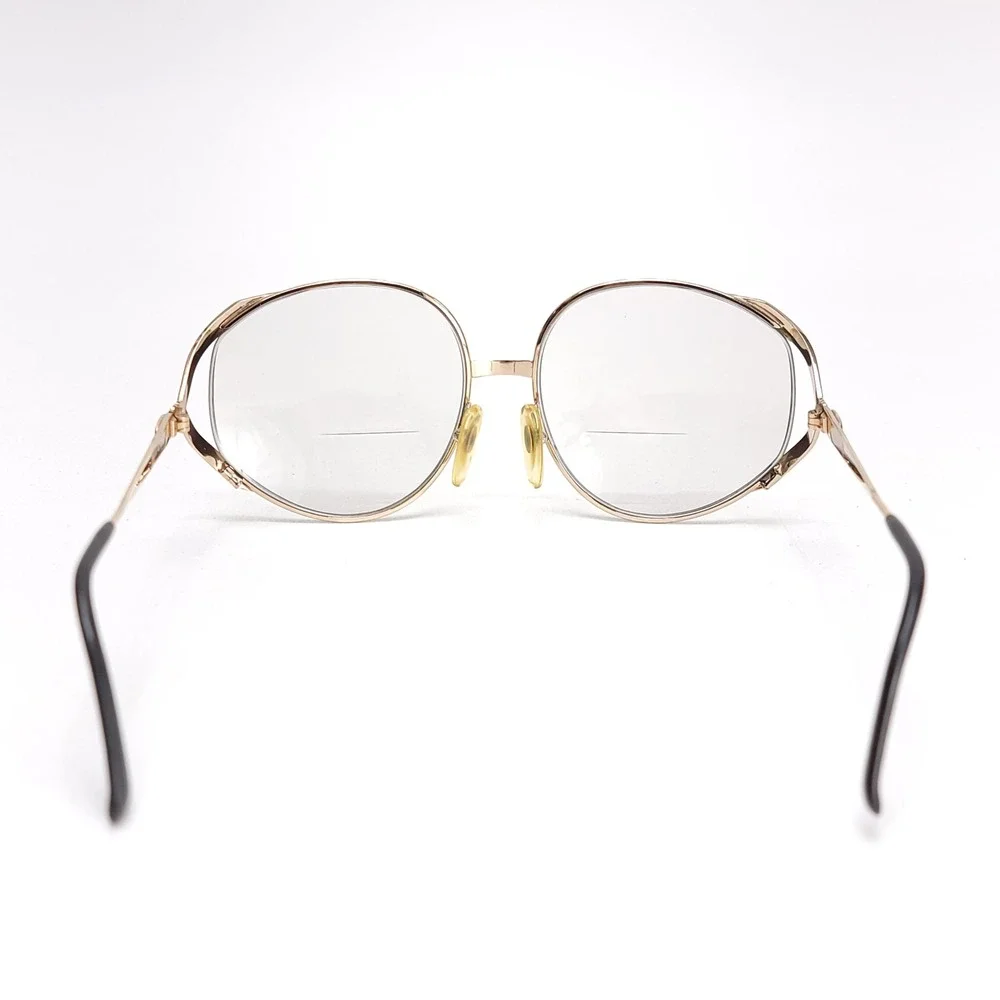 Christian Dior STRIA 2387 Vintage Oversized‎ Round Gold Black Eyeglass Frames